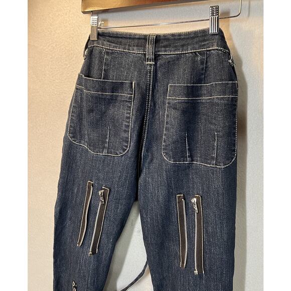 Tripp NYC Dark Blue Straight Leg Jeans with Zippers & Strap Accents - Picture 8 of 12